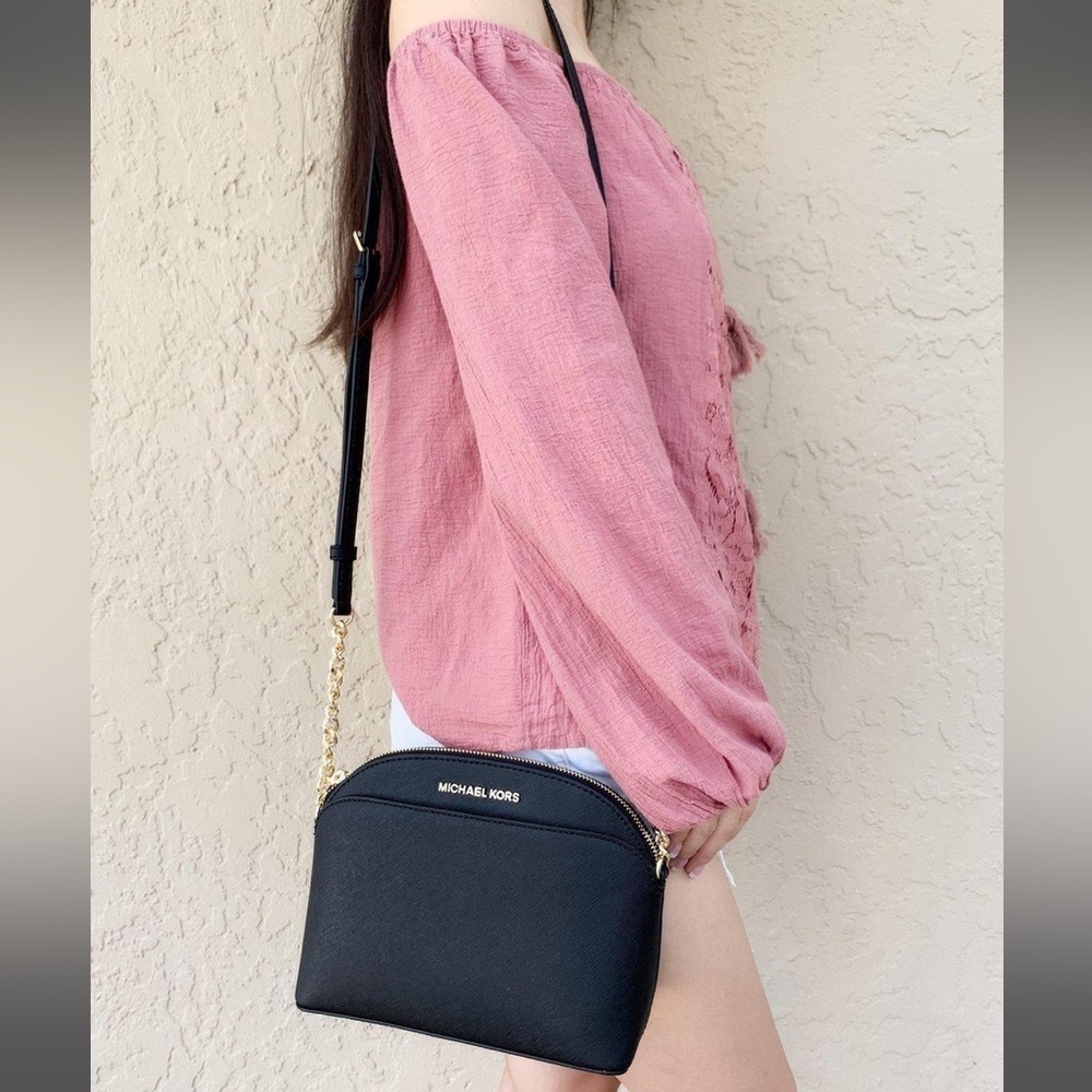 Michael Michael Kors Emmy Medium Saffiano Leather Crossbody Bag Black